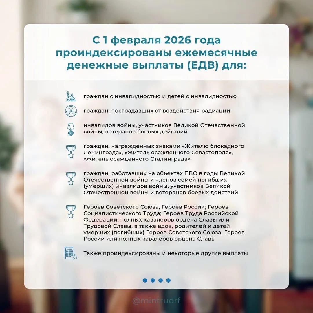 Индексация мер социальной поддержки с 1 февраля 2026 года