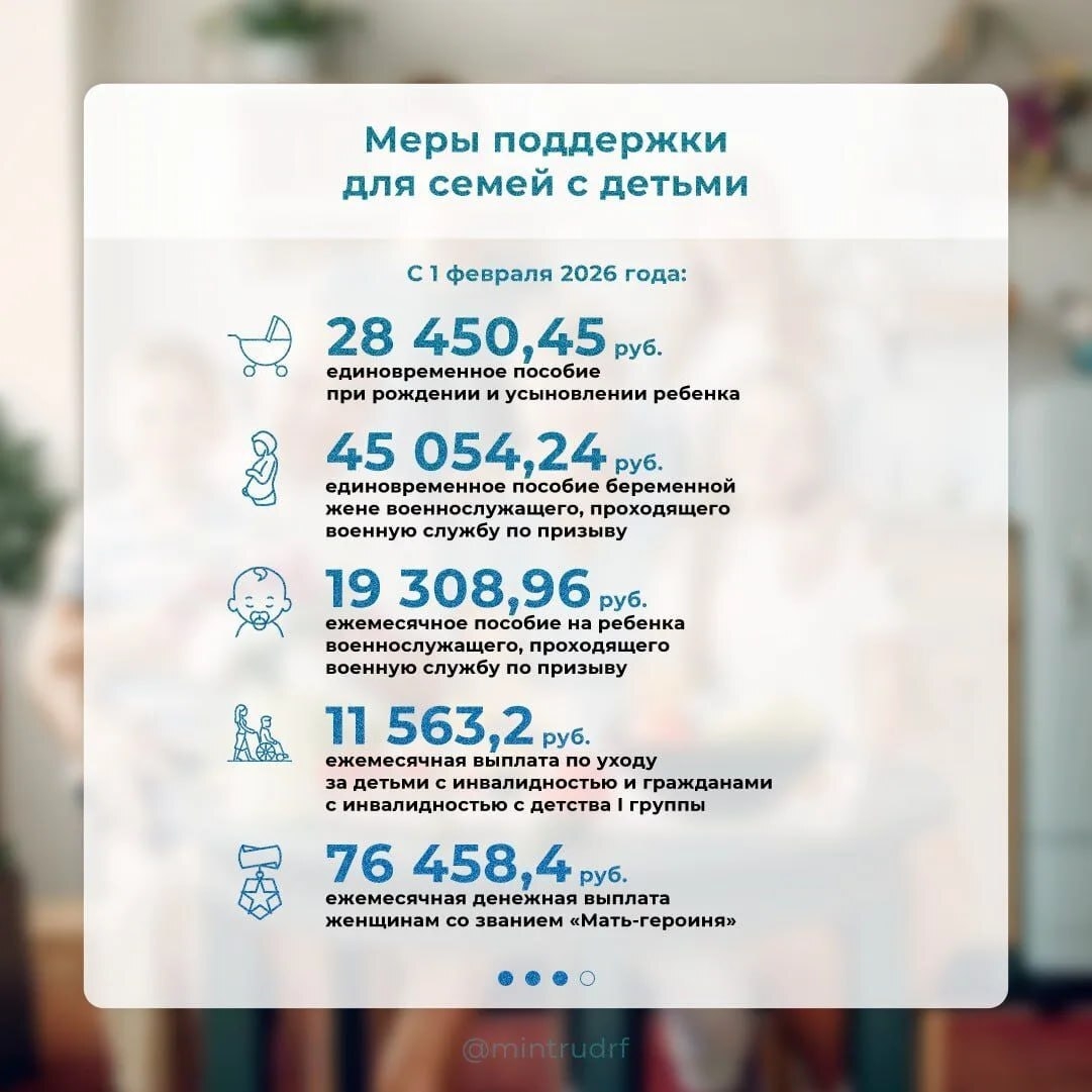 Индексация мер социальной поддержки с 1 февраля 2026 года